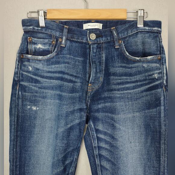 MOUSSY Vintage CHECOTAH SKINNY Distressed Dark Rinse Jeans Size 28 - Picture 12 of 16